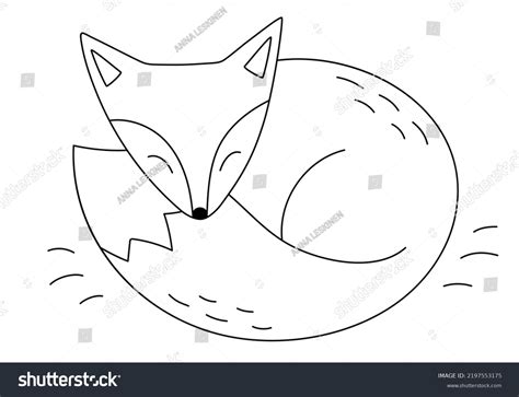 Cute Fox Simple Outline Vector Drawing Stock Vector (Royalty Free ...