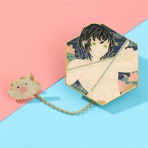 Demon Slayer Hashibira Inosuke Chain Enamel Pin Distinct Pins