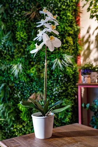 Planta Artificial Orquidea Blanca En Macetero Cm Cuotas Sin Inter S