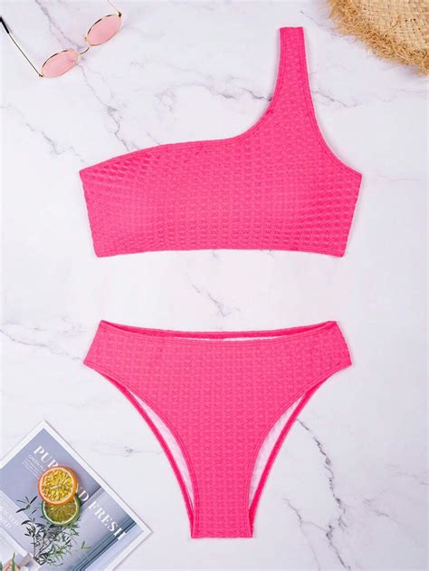 SHEIN Swim Vcay Women Solid Color Simple Style Swimsuit Beachwear Matched With Bra And Bikini