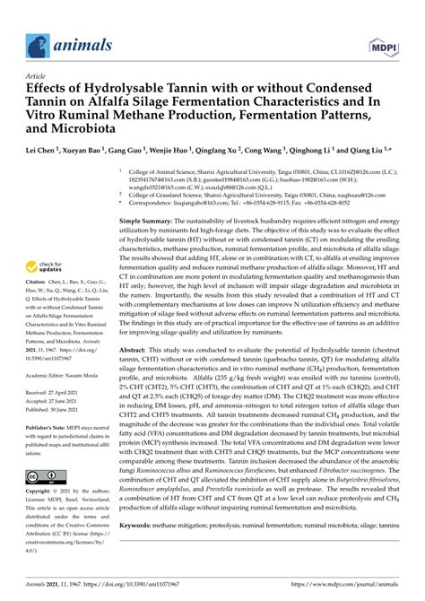 Pdf Effects Of Hydrolysable Tannin With Or Without Condensed Tannin