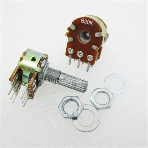 5PCS LOT B20K 20K OHM WH148 6Pin Linear Dual Rotary Potentiometer Pots