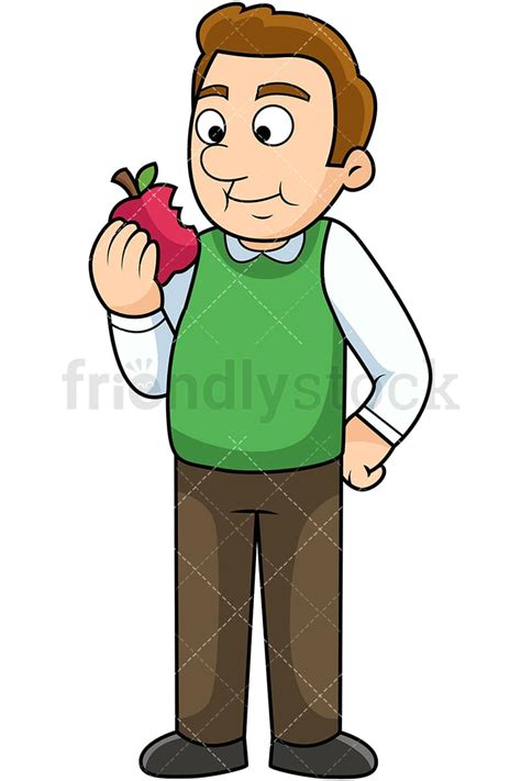 Man Eating Apple Cartoon Vector Clipart Friendlystock