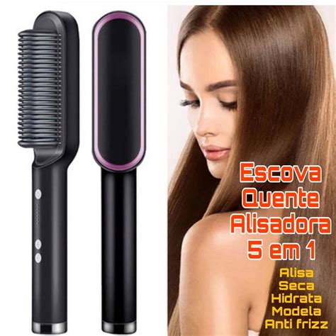 Escova Alisadora E Modeladora - Escova Modeladora Alisadora 5 em 1 Multifuncional Profissional Elétrica ...