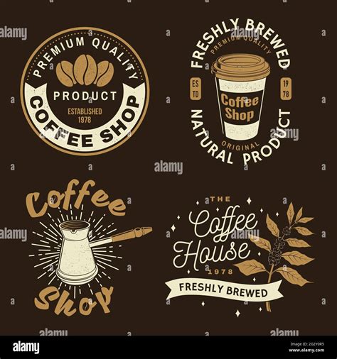 Set of Coffe shop logo, badge template. Vector . Typography design with ...