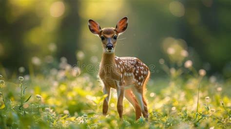 Small Deer Laying Down In Grass Stock Photo Image Of Antlers Fawn