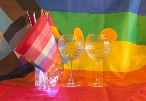 Lgbtqais Gay Pride Vlaggen Gin En Tonic Progression Stock Afbeelding Image Of Jubileum Vlag