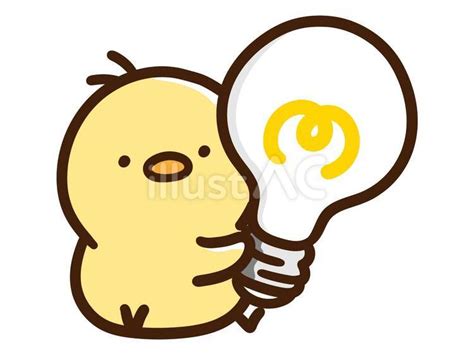 電球を持つかわいいひよこイラスト - No: 25490633｜無料イラスト・フリー素材なら「イラストAC」