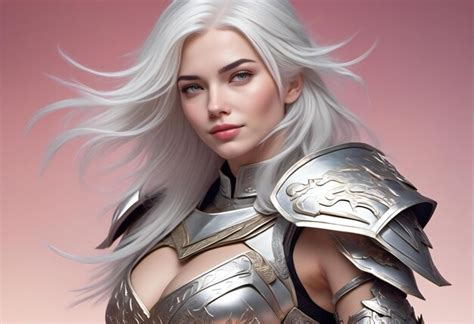 Premium Photo Portrait Of A Beautiful Blonde Girl With Long Hair In Armour