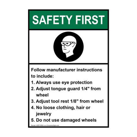 Vertical Follow Manufacturer Sign Ansi Safety First