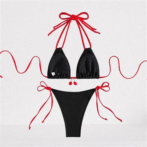 Cherry Triangle Bikini Bikini Set Cute Bikini Tie Bikini Summer Women S Bikini Sexy Bikini