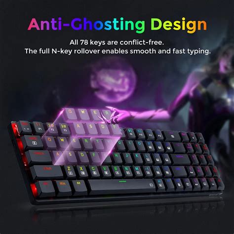 Redragon K P Ashe Pro Keys Mechanical Keyboard Blue Switch Hot Swappble Double Shot