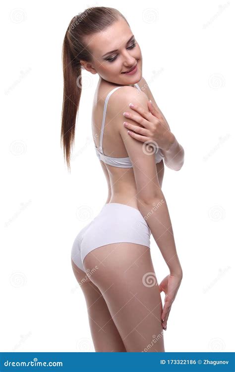 Woman In White Lingerie Gorgeous Figure Stock Photo Image Of Skin Beauty 173322186
