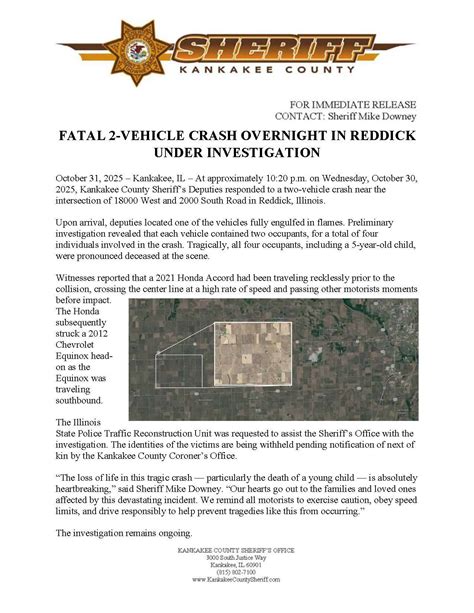 🚨 Fatal 2-Vehicle Crash... - Kankakee County Sheriff's Office | Facebook