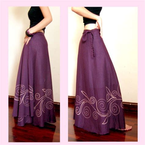 Long Wrap Skirt Organic Cotton Manual Cloth Stripes 041