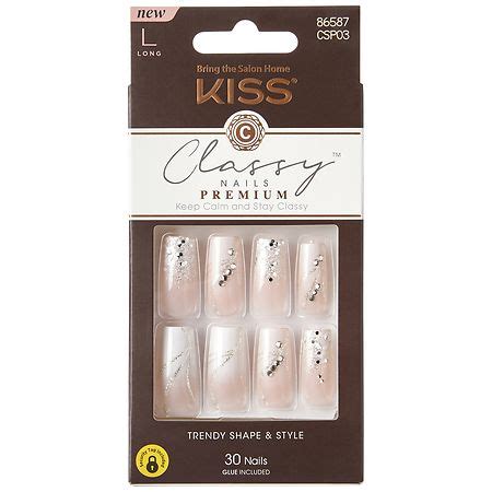 Kiss Classy Premium Fake Nails Stunning White Nude Walgreens