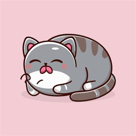 Premium Vector Vector Cute Cartoon Cat Sleeping Vector Illustration