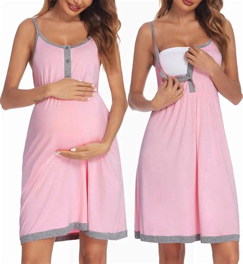 Ekouaer Women S Maternity Dress Nursing Nightgown Breastfeeding Full