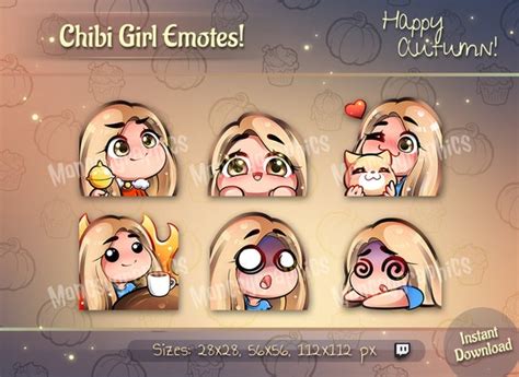 Twitch Emotes Cute Blonde Hair Girl Chibi Emotes For Etsy