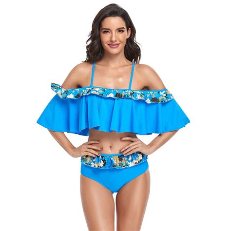 Women Sexy Bikini Set Flounce Biquini Two Pieces Swimsuit Beachwear Bathing Suit China Fashion