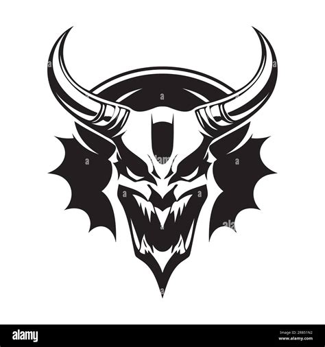 Devil Head Black And White Vector Icon Template For Logo Emblem Or