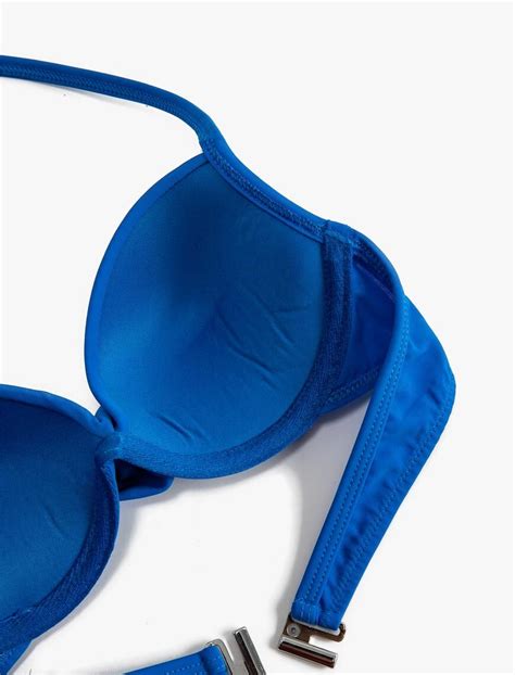 Mavi Kad N Push Up Bikini St Dolgulu Balenli Boyundan Ba Lamal Sak Bm Koton