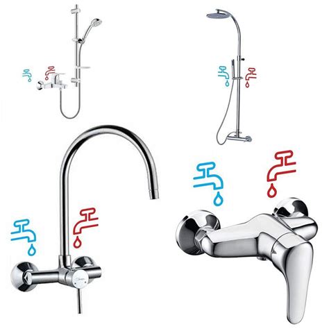 Hot And Cold Water Pipe Shape Symbol Shower Tap Geyser Faucet Indicator Vinyl Decal Wall