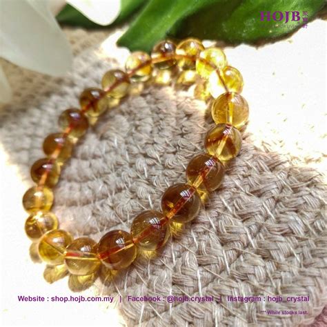 Hojb Natural Citrine Pyramid A Beads Bracelet Mm A