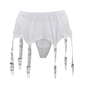 Comeondear Women Mesh Suspender Belt Garter Plus Size Lingerie Set With Adjustable Straps And