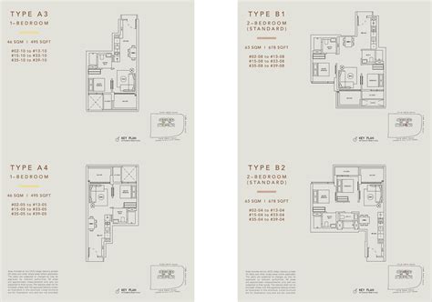 The Landmark floor plan 1 and 2 Bedroom A3 A4 B1 B2 | The Landmark