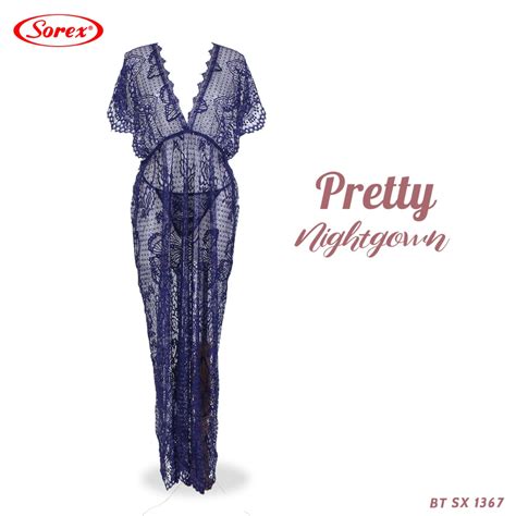 Jual Sorex Lingerie Baju Tidur Sexy Brukat Free G String Freesize Semi Transparan BT