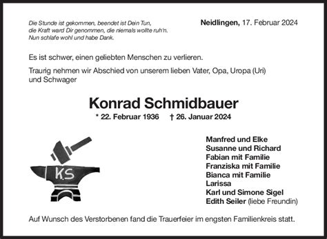 Trauer Konrad Schmidbauer Teckbote Trauerportal