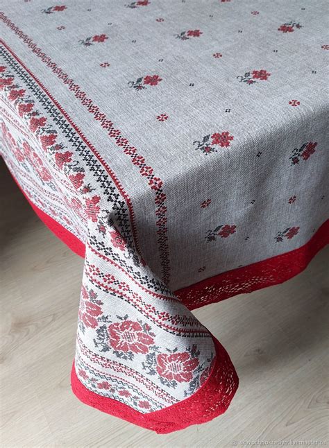 Скатерть 2,7х1,6 с кружевом "Русский стиль, цветы" в интернет-магазине ...