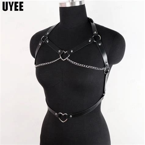 Uyee Sexy Leather Chest Belt Goth Women Lingerie Bra Harness Bondage