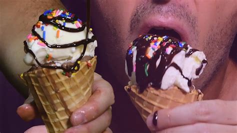 ASMR Ice Cream Cones DOUBLE STACKED Chocolate Vanilla NO