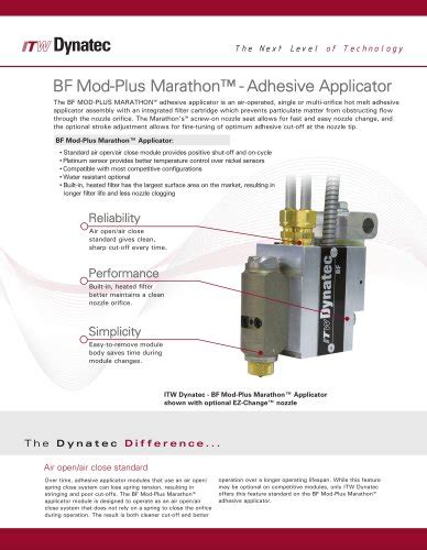 Itw Dynatec Bf Mod Plus Marathon Hot Melt Adhesive Applicator Itw