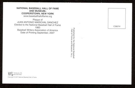 Juan Marichal Signed Gold Hall Of Fame Plaque Postcard Jsa Coa