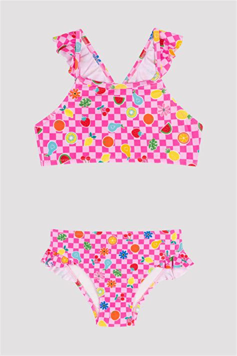Kız Çocuk Fruit Halter Bikini Takımı PL5X4YDA23IY MIX Çok Renkli Penti