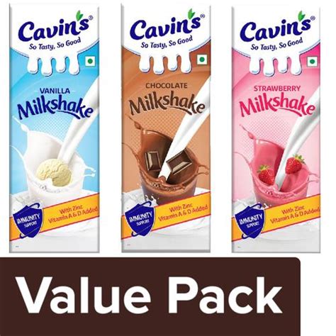 Buy Cavins Milkshake Chocolate Vanilla Strawberry Supports Immunity 1 L Each Online At