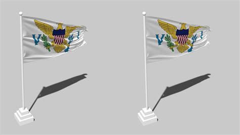 US Virgin Islands Flag Seamless Looped Waving with Pole Base Stand and