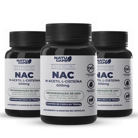 Melhor Nac Do Mercado - Kit 3 unidades NAC 600mg 180 Cápsulas | Apoio Hepático e Respiratório ...