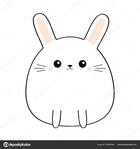 Bunny rabbit. Cute kawaii cartoon character.Funny head face. Doodle ...