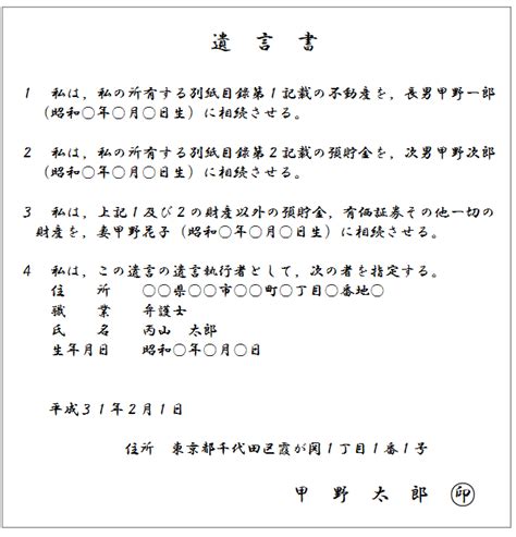 自筆証書遺言の書き方マニュアル～遺言書の例文ひな形と準備・作成のポイント