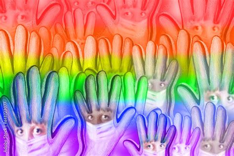 Hands With Rainbow Colors Lgbtq Symbol Of Love Freedom Peace Lesbian A Month Of The Gay