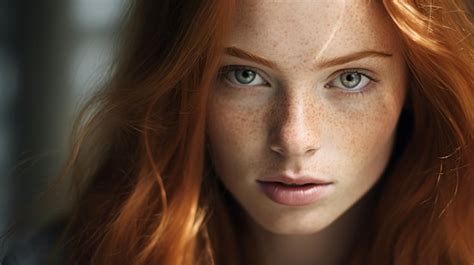 Premium Ai Image A Close Up Of A Woman With Freckles On Her Face