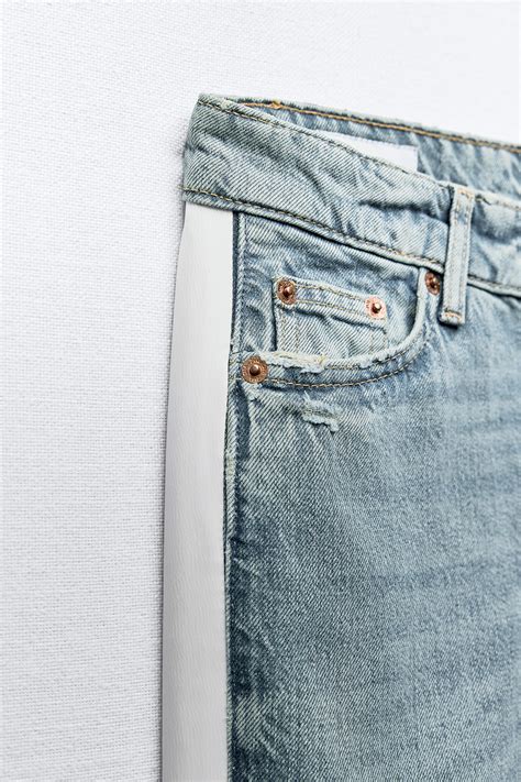 Zara Trf Low Waist Side Stripe Straight Cut Jeans International Shipping