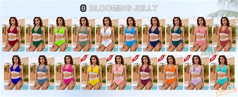 Amazon Blooming Jelly Women High Waisted Bikini Sets Tummy Control