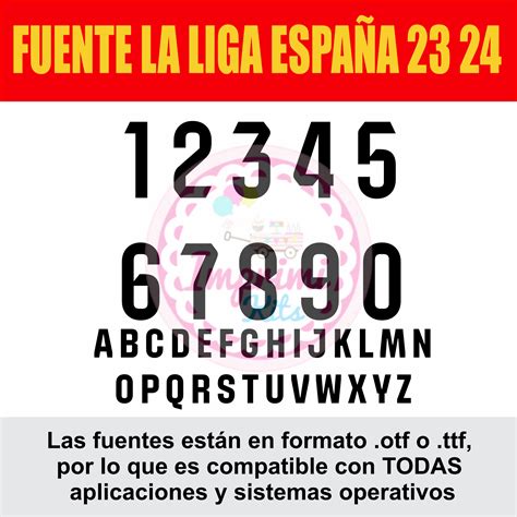 Tipografia La Liga España Camisetas 2023 2024 Ttf Otf Numeros Dorsal