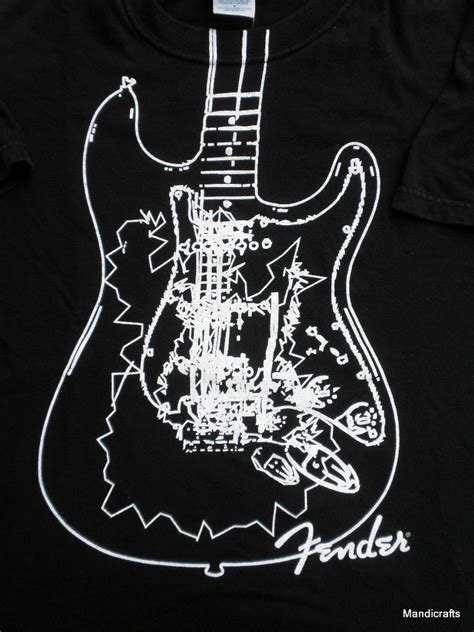 T Shirt Fender Stratocaster Guitar Decor Black Size M Musician Band