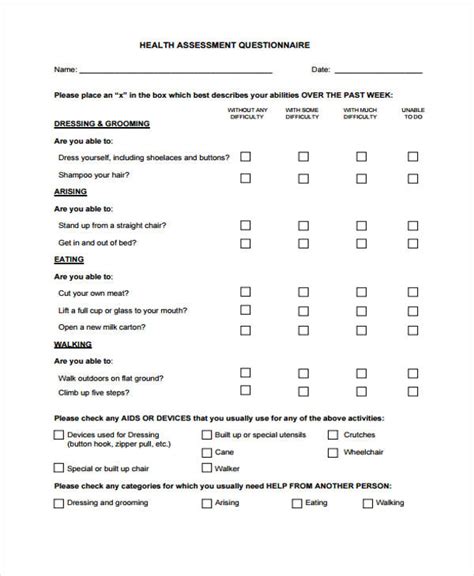 Free 10 Wellness Assessment Forms In Pdf Ms Word